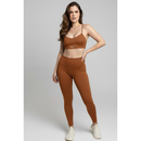 Conjunto fitness academia em poliamida meia lua top com bojo removível + calça legging compressão UV50+