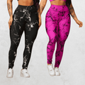 Kit 2 Calças Legging Feminina Marmorizada Tie-Dye Cintura Alta Fitness