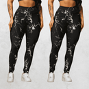 Kit 2 Calças Legging Feminina Marmorizada Tie-Dye Cintura Alta Fitness