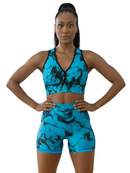 Kit Top Academia Com Bojo Forrado Estampa Marmorizado Feminino Adulto P ao G3