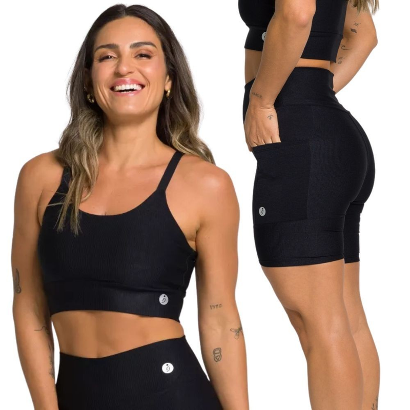 Conjunto Fitness Corrida Top e Bermuda Canelado